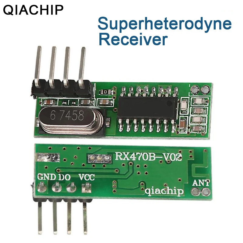 QIACHIP 5Pcs RX470-4 Universal 433Mhz Superheterodyne Wireless RF Receiver Module For Raspberry Pi Arduino Uno ARM MCU Diy Kits