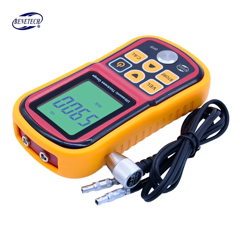 GM100 Ultrasonic Thickness Gauge Metal thickness gauge 1.2-225mm(Steel)Digital LCD display Sound Velocity Meter 0.1mm Resolution