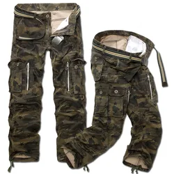 New Fashion Men Casual Military Cargo Pants Camo Combat Loose Straight Long Baggy camouflage Trousers Plus Size