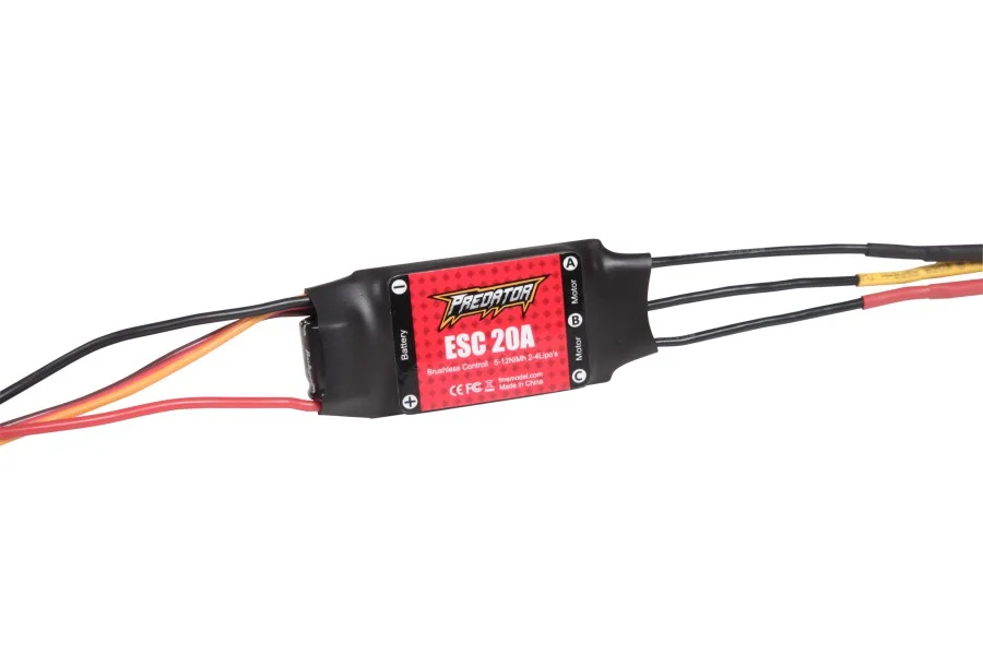 FMSRC Airplane Parts 800mm / Mini warbirds 20A ESC Speed Control (for 2S battery) with JST Plug Model Plane Spare Predator