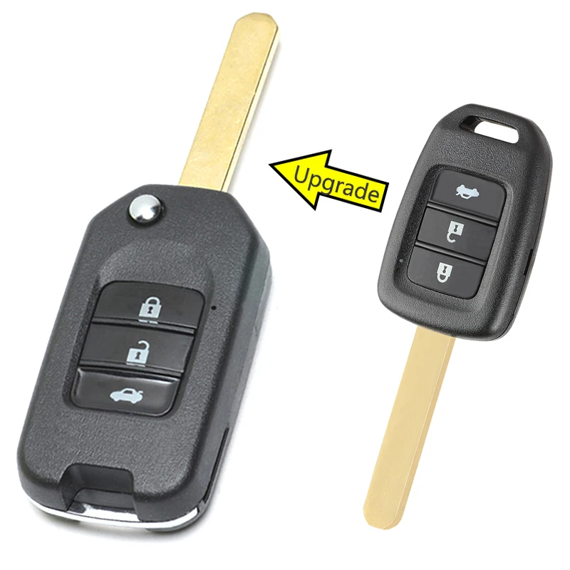 KEYECU  433MHz ID47 Chip Original Upfraded Flip 3 Button Remote Key Fob for Honda City Acoord B-RV Civic Crider 2013-2016