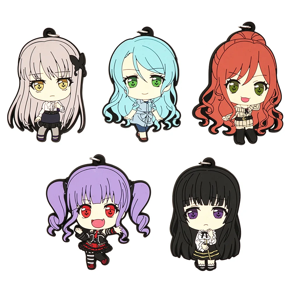 ¡Bang Dream! Roselia-Llavero con correa de goma, Minato, Yukina, Hikawa, Sayo, Imai, Lisa, Udagawa, Ako, Shirokane, Rinko