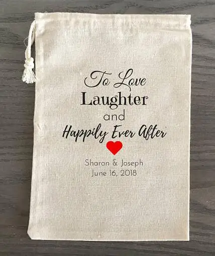 

personalized To Love, Laughter wedding Party first aid Hangover Kit jewelry favor muslin Bags Bachelorette bridal shower favors