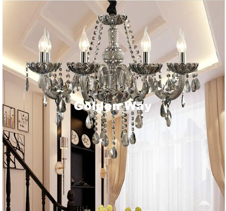 Modern Smokey Crystal Chandelier lighting Smoky Gray Crystal Chandeliers Large Chandelier Lighting Bedroom Living Room Lighting