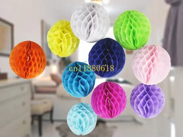 200pcs/lot Free Shipping 25cm=10 inch Tissue Paper Flowers balls pom Poms honeycomb lantern Party Decor Craft Wedding Decoration