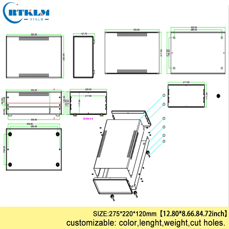 Iron Project enclosure diy instrument case PCB design wire connection box IP54 Iron electric box JUNCTION BOX 325*220*120mm