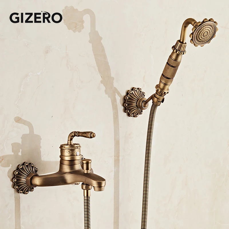 antique retro bathroom shower faucets latao de cobre chuveiro de luxo com mao antique bathtub faucets wall mount zr021 01