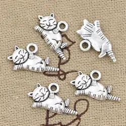 15pcs Charms Lazy Cat 20x12mm Antique Making Pendant fit,Vintage Tibetan Bronze Silver color,DIY Handmade Jewelry