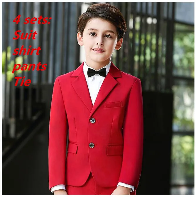 5 sets Boys Suits for Weddings New Arrival Solid red boys wedding suit Formal suit for boy kids wedding suits blazer boy