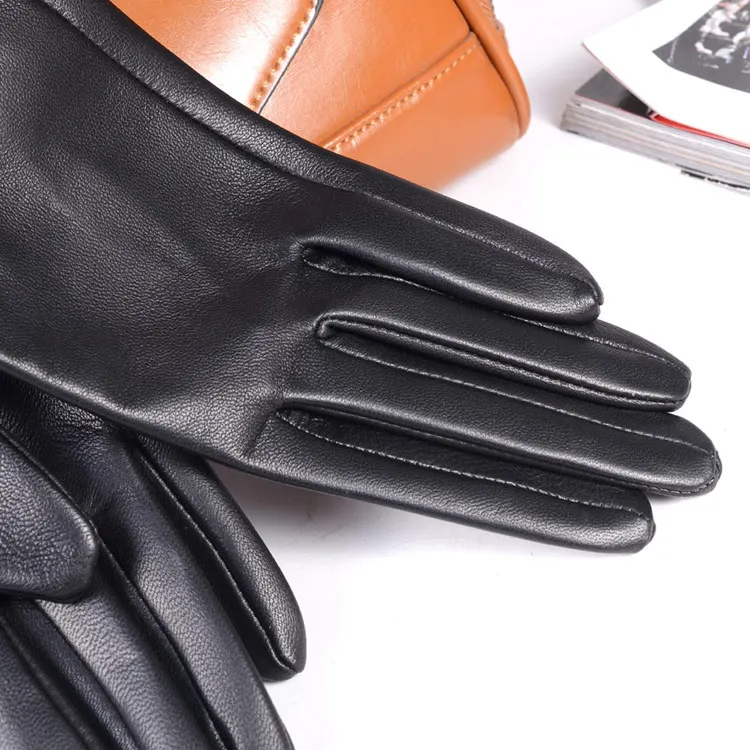 40 50 60 70 80cm Women's Ladies Real Leather Unlined Double-Sides Leather Three Buttons Wrist Party Evening Opera/Gloves