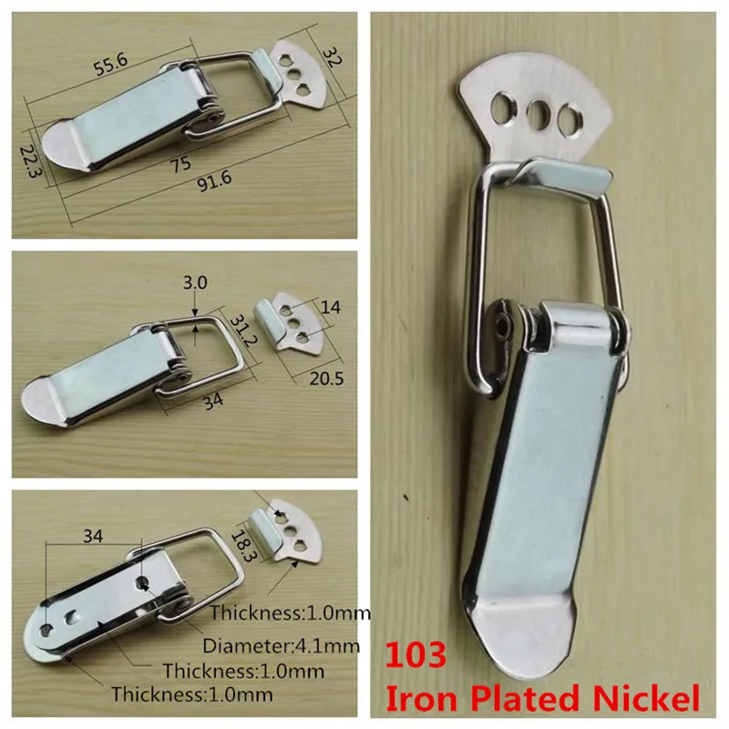 1pcs Iron Plated Nickel/304 Stainless Steel Hasp Fastener, Toggle Latch, Catch Hasps Trailer,Spring card buckle