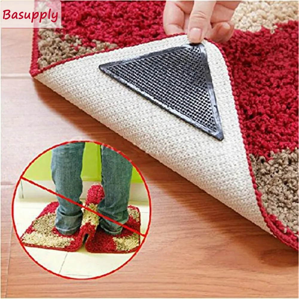 Basup Role-Pinces en Polymères Antidérapantes, Réutilisables et Lavables, Poignée Lea pour la Maison, le Bain, le Salon, Ensemble d'Accessoires pour Tapis, 4 Pièces/Lot