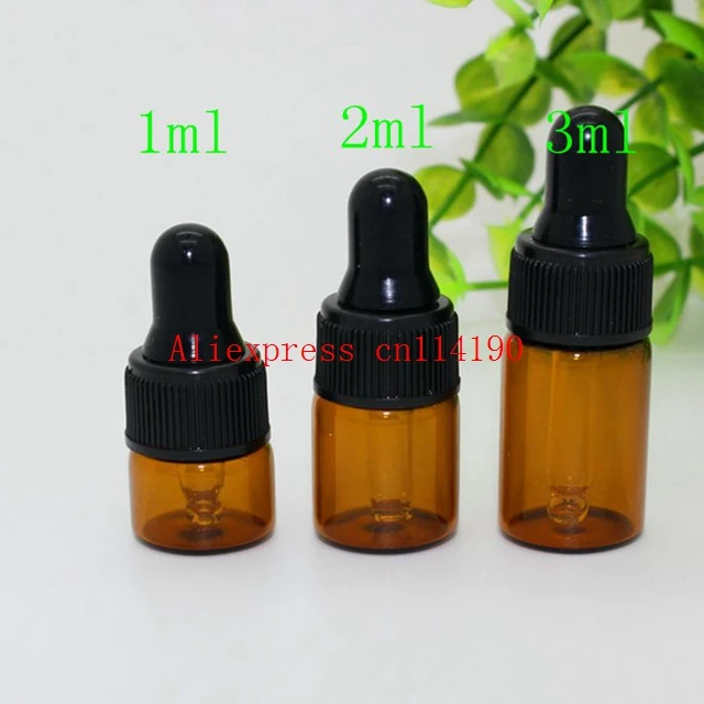 Useful 1ml 2ml 3ml Empty Brown Dropper Mini Glass Vial Essential Oil Display Bottle Small Amber Perfume Sample container