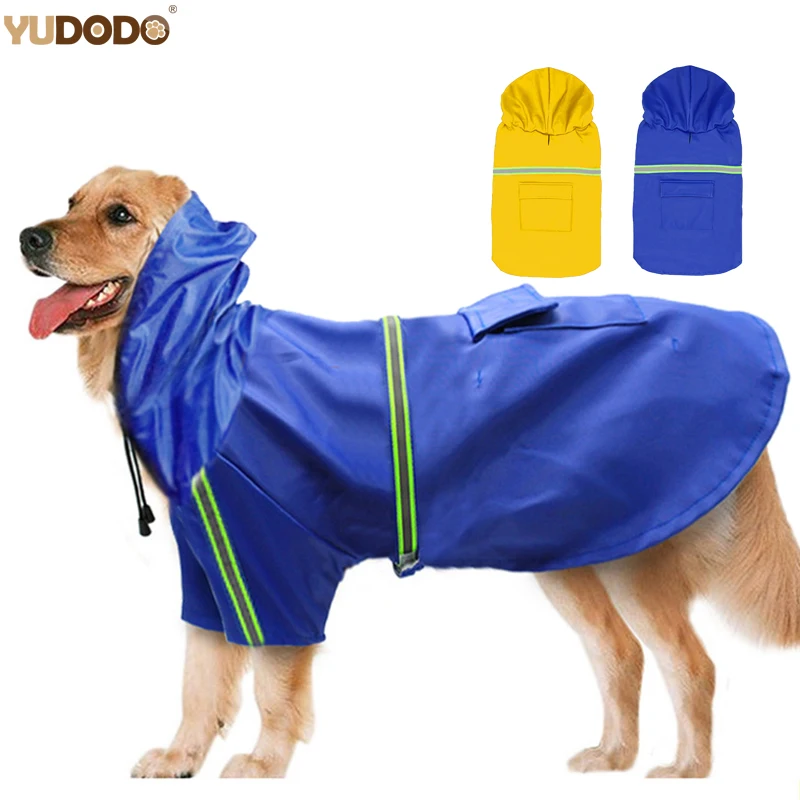 

Waterproof Dog Raincoats Reflective Pet Hooded Coat Jacket Medium Large Dogs Clothes Sportswear For Labrador S-5XL 2Colors