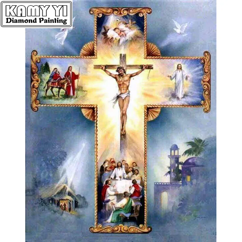 5D DIY Diamond mosaic diamond embroidery Christian Cross Jesus Christ mbroidered Cross Stitch Home decoration Gift