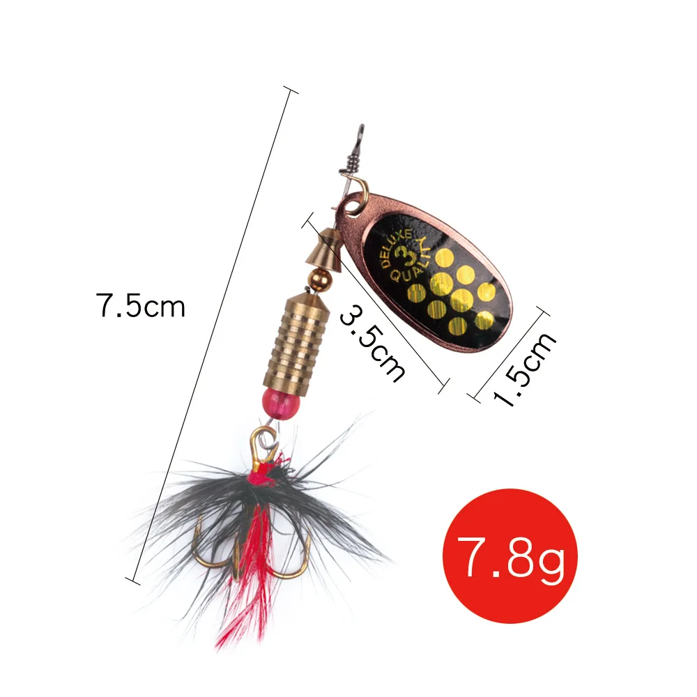 1pcs Spinners Sequin spoon Fishing Lures Wobblers Jig  Artificial Metal baits 7.5cm 7.8g With Feather Hooks Carp Fishing Pesca