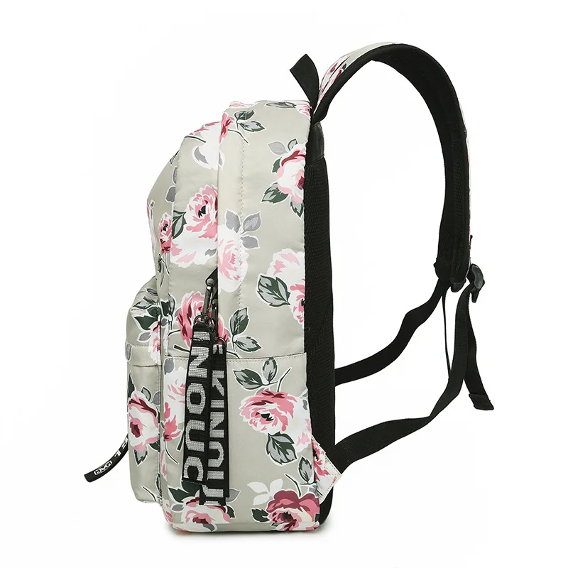 Fashion Water Resistant Nylon Women Backpack Flower Printing Female School Rucksack Girls Daily College Laptop Bagpack