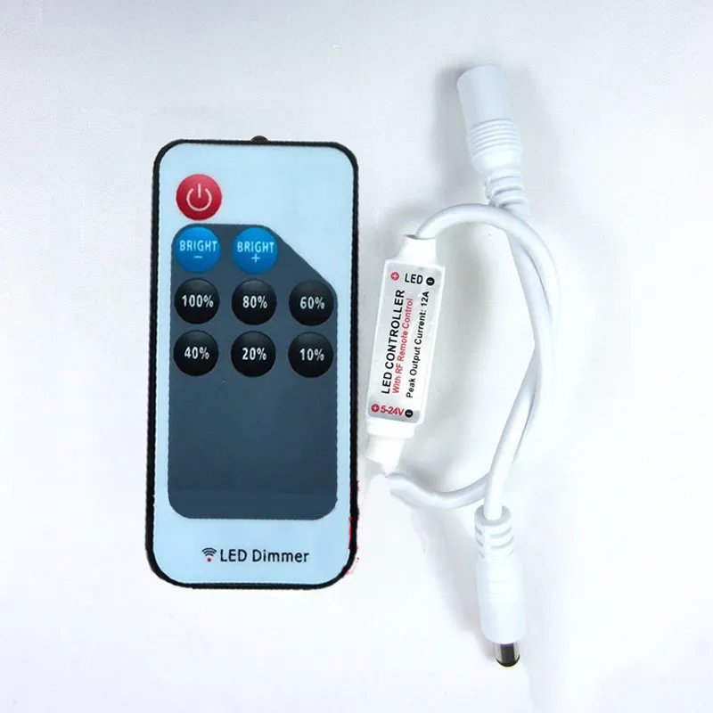 Mini Led Remote Controller DC5-24V RF Wireless Remoter 2pin For 6A Single color Led Strip Lighting Tape Light 9 keys