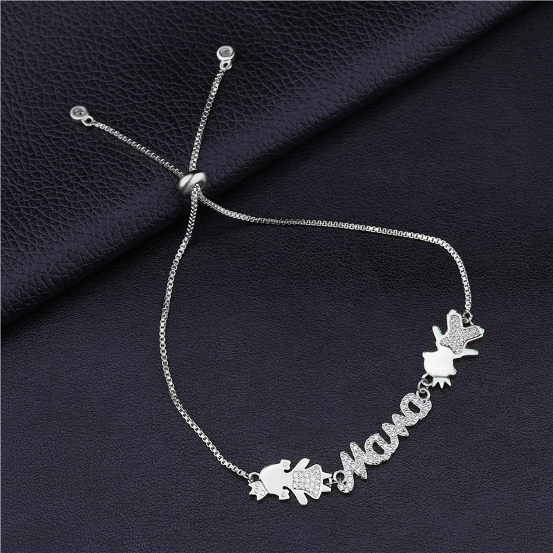 Juya Women Bracelets Supplies MaMa Boy Girl Charm Bracelets For Mom Daughter Birthday Gift Jewelry Adjustable Chains Bracelets