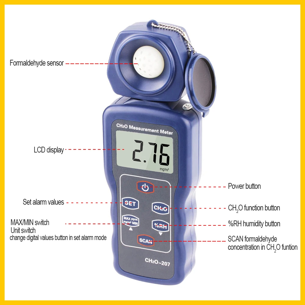 RZ New Professional Formaldehyde High Precision Accuracy Portable CH2O Gas Detector  Humidity Tester  Air Quality Monitor SM207