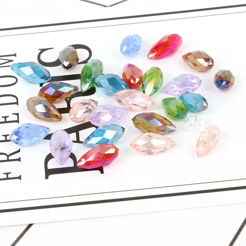 50pcs/lot Austrian Beads Crystal Beads Multi Color Tear Drop Glass Beads For Jewelry Making DIY Bracelet Beading