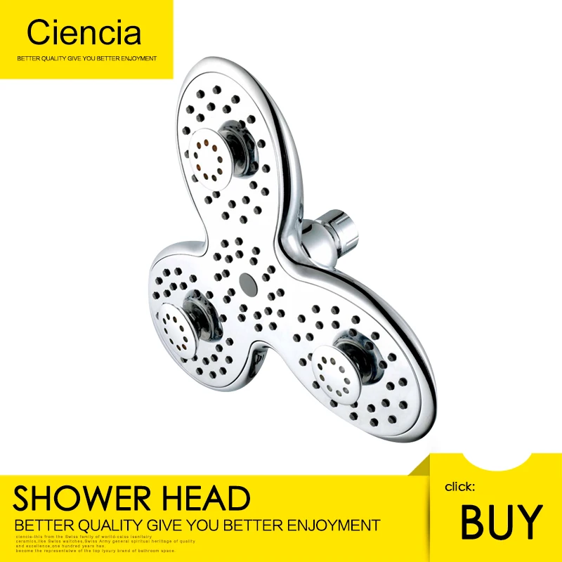 

Ciencia Top Spray Bathroom Fixed Shower Head ABS Plastic 3-Setting Shower Head Chrome