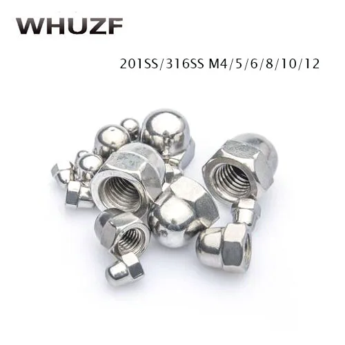 Free shipping  Acorn Nut M4 M5 M6 M8 M10 M12 201SS 316SS Metric thread Stainless Steel Cap Nuts