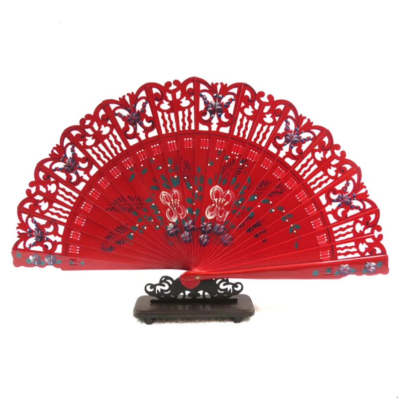 High Quality Wooden Folding Fan Ladies Hand Fan Wedding Hand-Painted Home Decorations Dance Performance