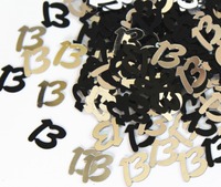 Kids 13th thirteen 13rd  christening communion birthday party celebration decoration kits Silver BLACK GLITZ 13 CONFETTI