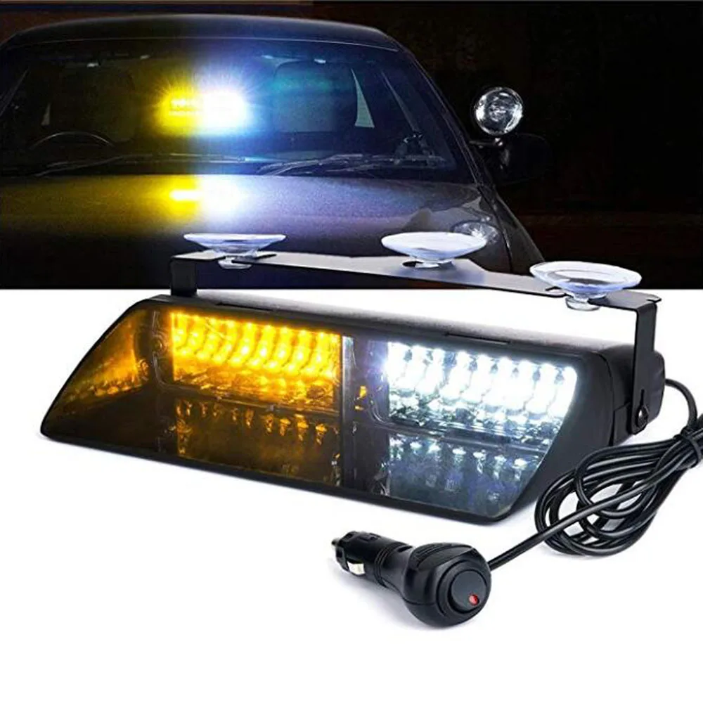 DC 12V Car Truck Emergency Flasher Dash Strobe Warning Light Daytime Running Flash LED Police Lights 16 LEDs 18 Flashing Modes