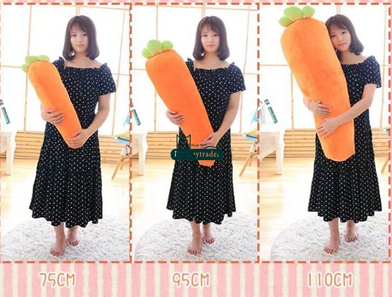 Dorimytrader Big Cuddly Soft Cartoon Carrot Plush Doll Toy Realistic Carrots Pillow Cushion Vegetables Toys 41inch 105cm DY61775