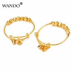 2pcs Dubai Gold Color Bangles For Baby/Kids Ethiopian Exquisite Bracelet/Bangle Trendy African Arab Jewelry B21