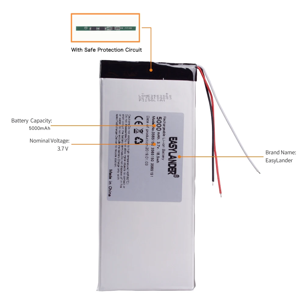 3263156   Akumulator litowo-polimerowy 3,7 V 5000 mAh do tabletu Power bank CHUWI Hi8 hi8 pro xv8 3565150   DVD