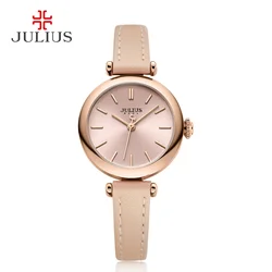 JULIUS Simplicity Women's Dress Watch Classic Leather Strap Watches Slim Ladies Japan Quartz Movt High-End Luxury Reloj JA-1018