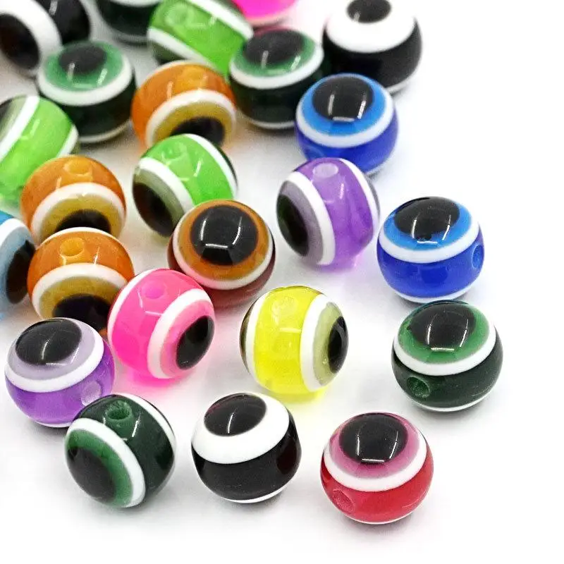 1000PCS 4mm 5mm 500pcs Mixed Colorful Beads Round Evil Resin Eye Beads Spacer Beads Jewelry Fashion DIY Bracelet Making Gifts