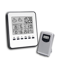 Wireless LCD Digital Home Thermometer Hygrometer Silver Weather Station Temperature Humidity Meter Weather Forecast Alarm Clock