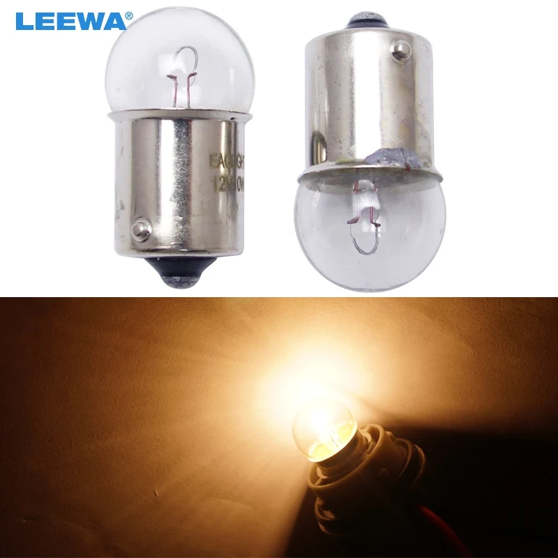 LEEWA 50pcs 1156 BA15S T16 12V 10W Car Clear Glass Lamp Turn Tail Bulb Car Indicator Halogen Lamp  #CA2723