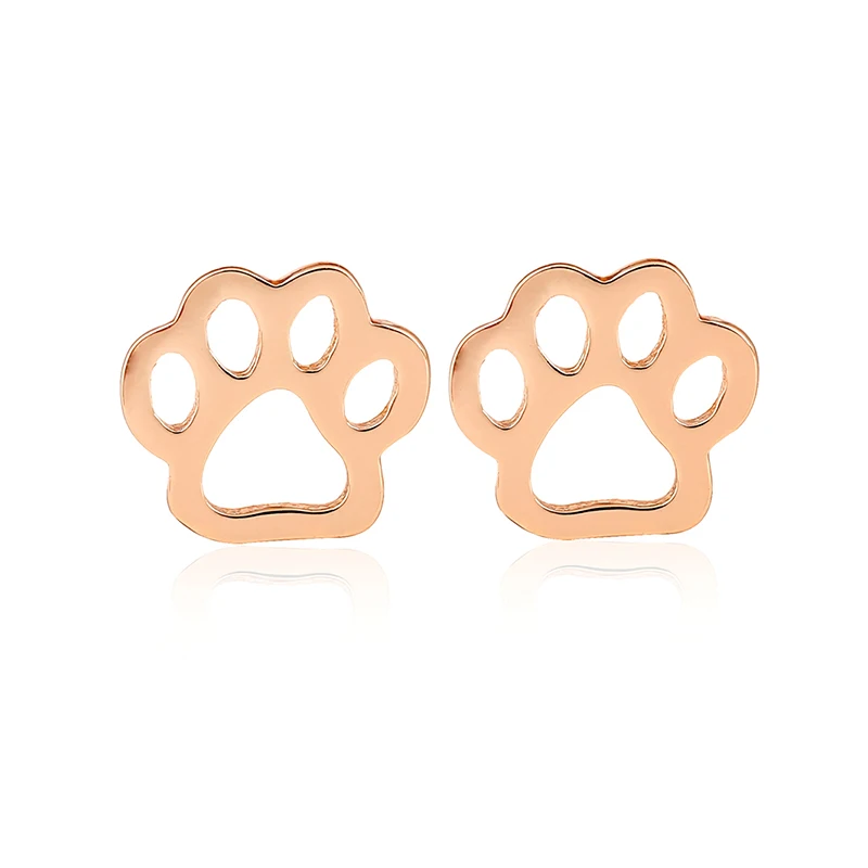 Jisensp Trendy Cat Dog Paw Earrings for Women Party Jewelry Vintage Hollow Stud Earrings Animal Jewelry Pet Lovers Gift Bijoux