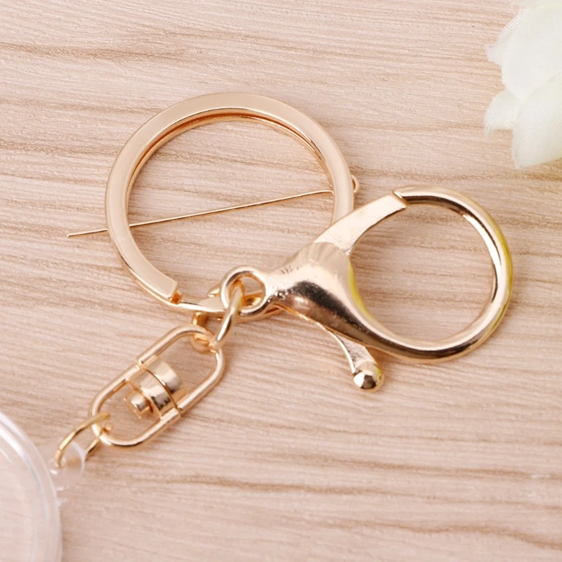 Clear Acrylic Coin Holder Capsule with Pad Ring Keyring, Alloy Keychain, 30mm, 27mm