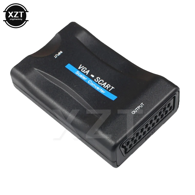 1pcs VGA to SCART Video Audio Converter Adapter Conversor  for TV Signaling Adapter Connector With Remote Control