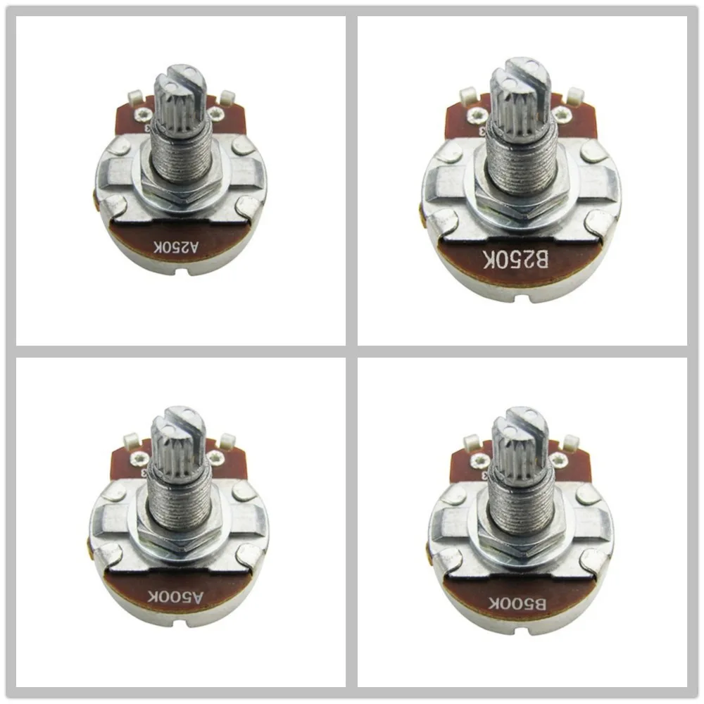 FLEOR 4pcs Full Size Guitar Potentiometers Pots A250K/ B250K/ A500K /B500K Long Split Shaft 18mm for Guitar Parts & Accessories