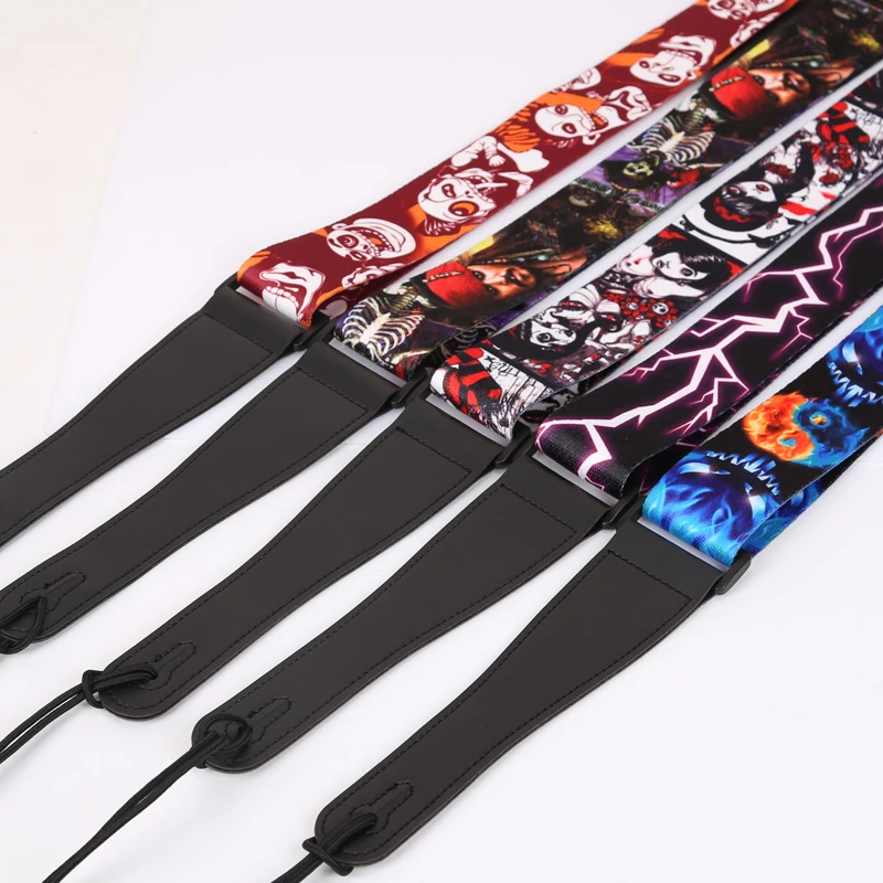 Leather Belt Special Folk Guitar Strap Personality Bass Strap Printing Electric Guitar Belt Wood Guitar Strap Folk Guitar Straps