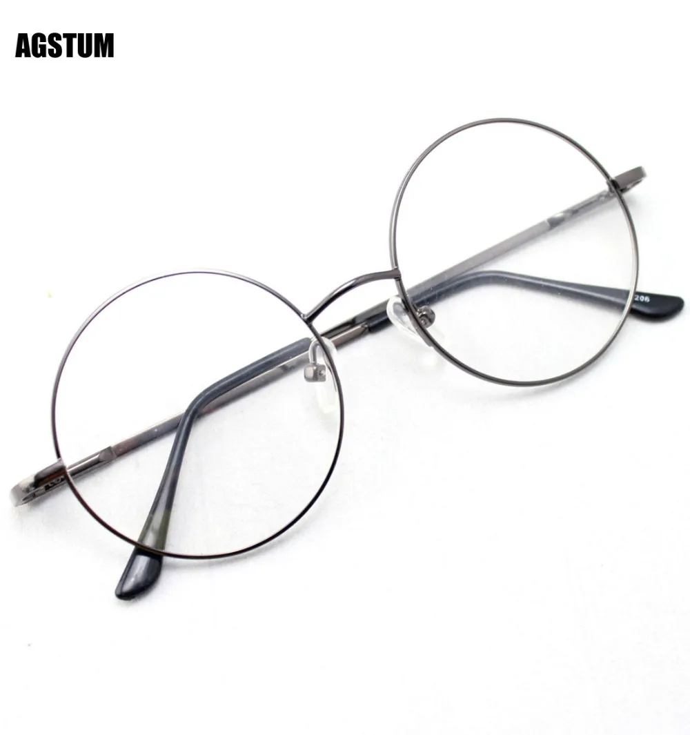 

Agstum Oversize 49mm Retro Vintage Round Men Grey Gray Spring Hinge Glass Eyeglass Frames RX