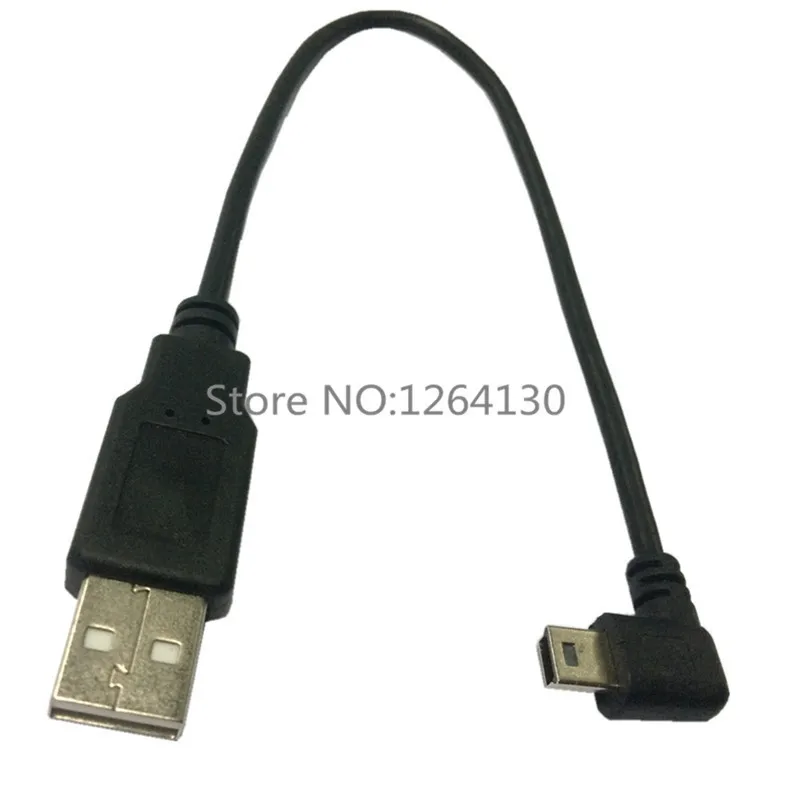 Mini usb b tipo 5pin masculino ângulo direito 90 graus para usb 2.0 cabo de dados masculino 25cm