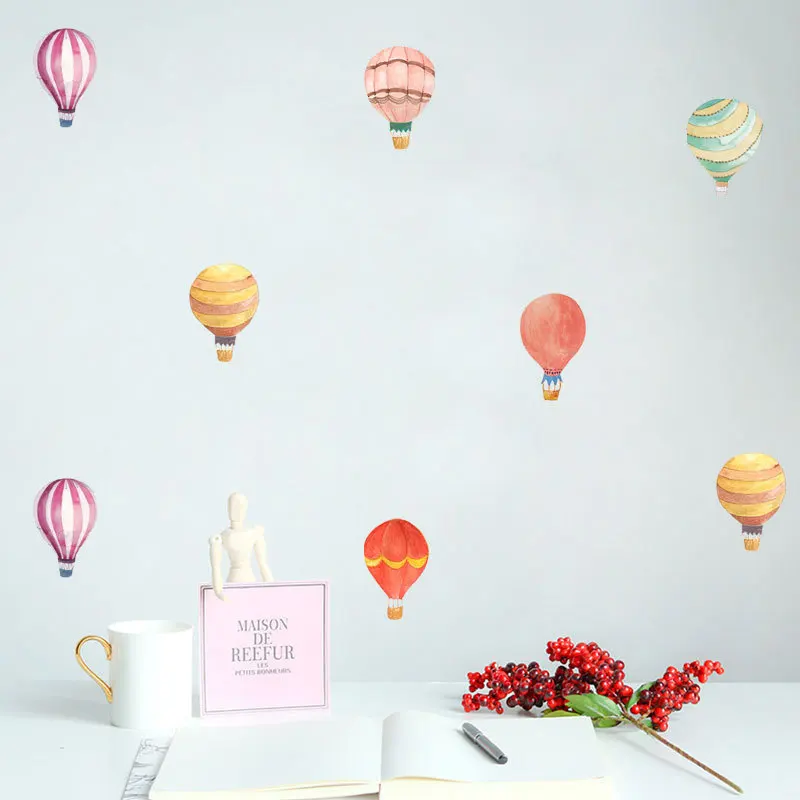 Colourful Hot Air Balloons Wall Stickers For Store Office Home Decoration Pvc Mural Art Diy Birthday Party Wall Decals
