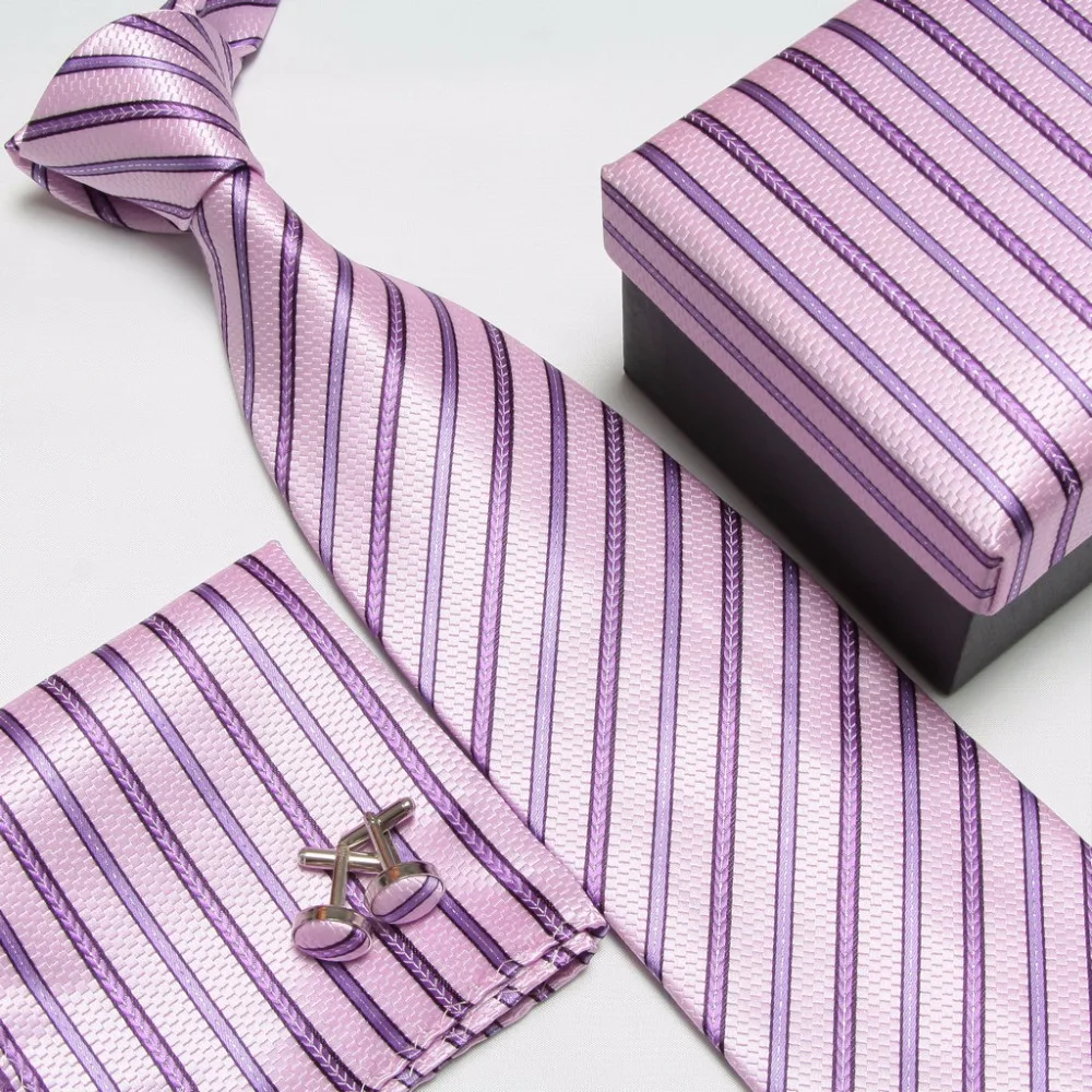 Corbata para hombre, accesorios de moda, corbatas baratas para hombre, conjunto de corbata y pañuelo, gemelos, caja de regalo, 2019