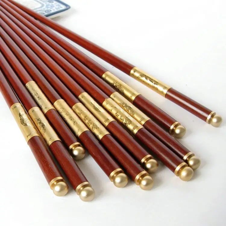 Ya Zhai high-grade household mahogany chopsticks red sandalwood wood wooden chopsticks wedding gift gold dragon foreigner