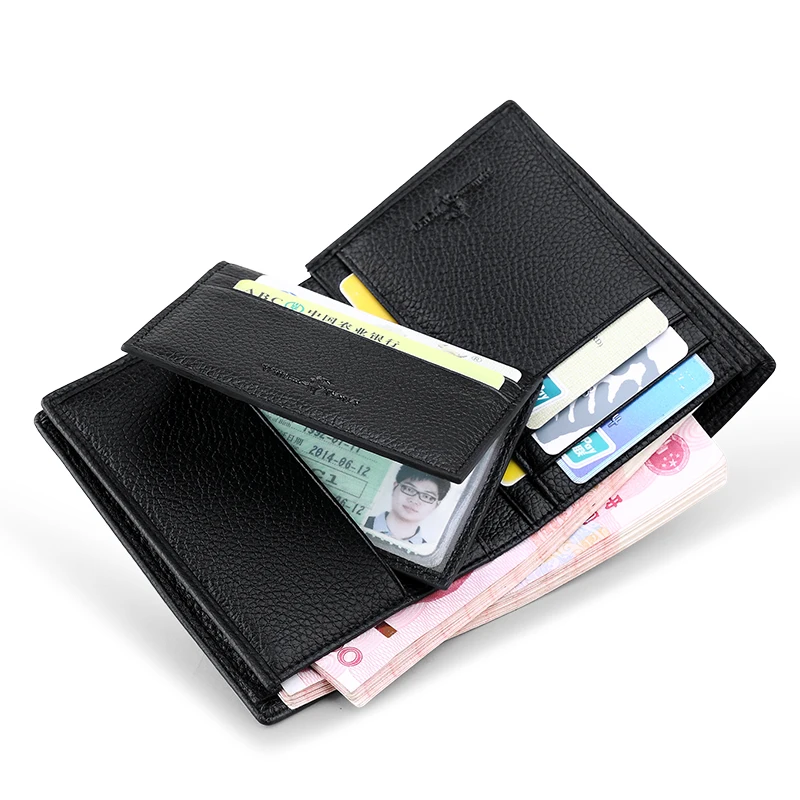 Genuine Leather man's short wallet driver's license wallet large capacity Wallet