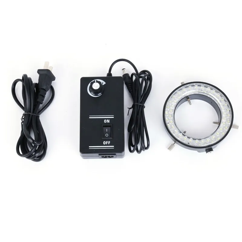 Adjustable 6500K 56 LED Ring Light illuminator Lamp For Industry Stereo Microscope Lens Camera Magnifier 110V-240V Adapter