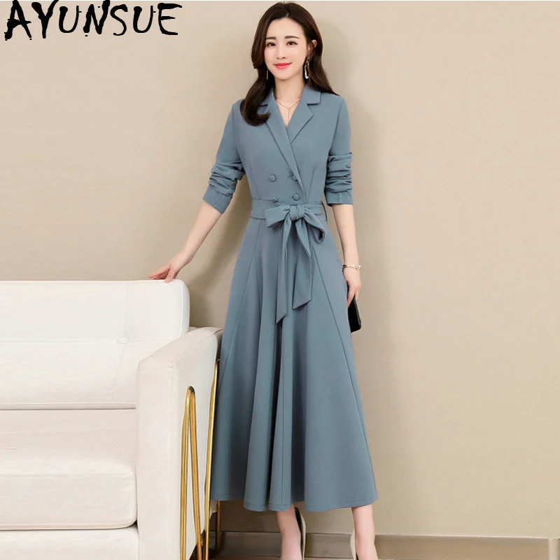 

Long Office Dress Korean Vintage Dress Elegant Women's Dresses Spring Summer Dress Women Clothes 2020 OL Formal Vestidos ZT2114